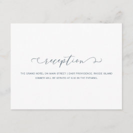 Dusty Blauw en Wit Receptie Bruiloft Informatiekaartje