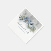 Dusty Blauw en Zilver Glitter Romantische Bruiloft Servet (Hoek)