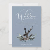 Dusty Blauw en Zwart Beste Hoofd Kerstmis Bruiloft Kaart (Voorkant)