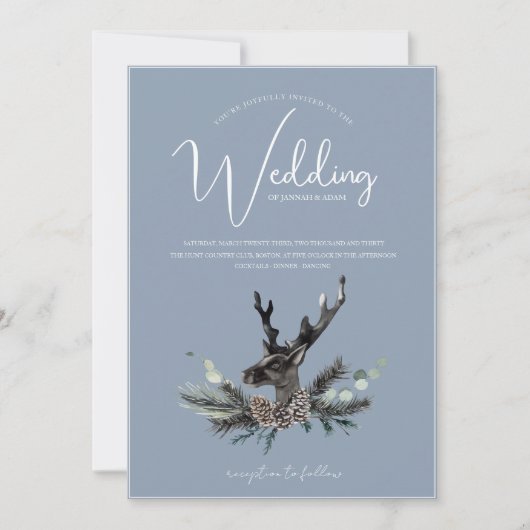 Dusty Blauw en Zwart Beste Hoofd Kerstmis Bruiloft Kaart (Voorkant)