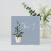 Dusty Blauw en Zwart Kerstboom Bruiloft Bedankkaart (Staand voorkant)