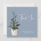 Dusty Blauw en Zwart Kerstboom Bruiloft Bedankkaart (Voorkant)