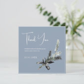 Dusty Blauw en Zwart Kerstmis Twig Bruiloft Bedankkaart (Staand voorkant)