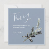 Dusty Blauw en Zwart Kerstmis Twig Bruiloft Bedankkaart (Voorkant)