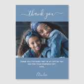 Dusty blauw fotoscript bedankt u magnet (Voorkant)