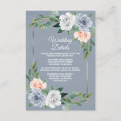 Dusty Blauw Goud Blush Roze Perzik Elegant Bruilof Informatiekaartje (Voorkant)