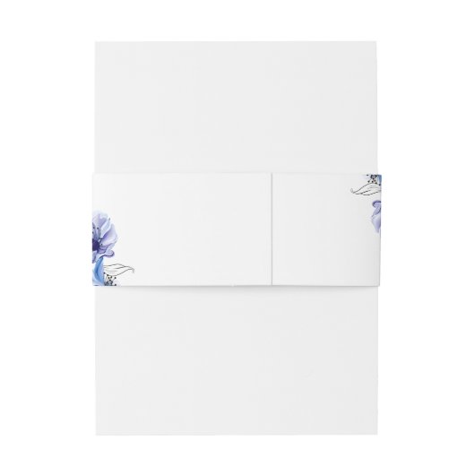 Dusty Blauw & Goud Glitter Bloemen Rustieke Bruilo Uitnodigingen Wikkel (Achterkant Voorbeeld)