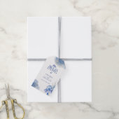 Dusty Blauw Goud Glitter Elegante Rustieke Bruilof Cadeaulabel (Met Touw)