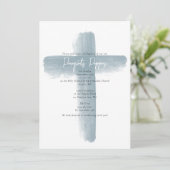 Dusty Blauw Grieks Orthodoxe doop jongen Kaart (Staand voorkant)