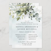 Dusty Blauw groen Boho bruiloft repetitie diner Kaart (Voorkant / Achterkant)