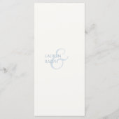 Dusty Blauw & Ivoor Monogrammed Bruiloft Menu (Achterkant)