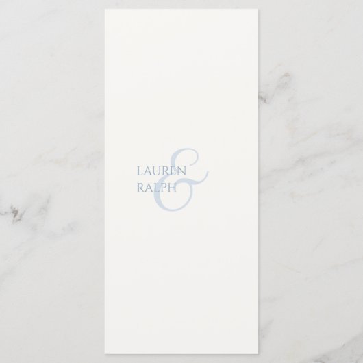 Dusty Blauw & Ivoor Monogrammed Bruiloft Menu (Achterkant)