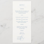 Dusty Blauw & Ivoor Monogrammed Bruiloft Menu (Voorkant)