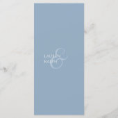 Dusty Blauw & Ivoor Monogrammed Bruiloft Menu (Achterkant)