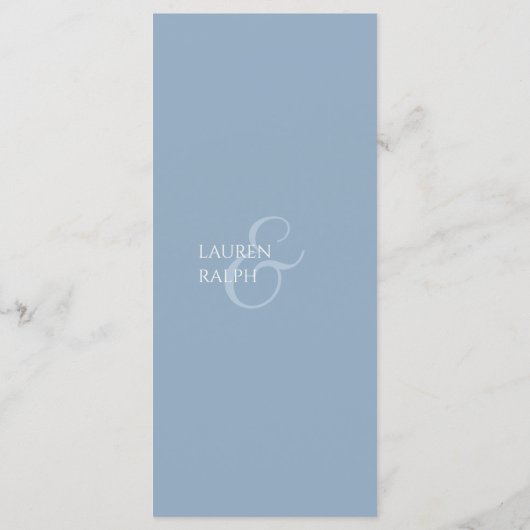 Dusty Blauw & Ivoor Monogrammed Bruiloft Menu (Achterkant)