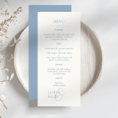 Dusty Blauw & Ivoor Monogrammed Bruiloft Menu