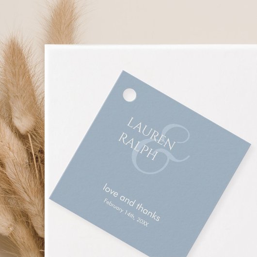 Dusty Blauw & Ivoor Paar Monogram Dank u Bedankjes Labels