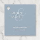 Dusty Blauw & Ivoor Paar Monogram Dank u Bedankjes Labels (Voorkant)