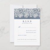 Dusty Blauw  Kant Bruiloft RSVP (Voorkant)