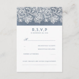 Dusty Blauw  Kant Bruiloft RSVP Kaartje