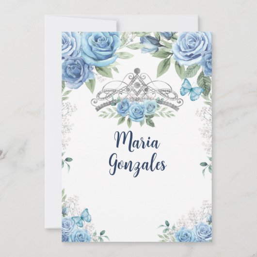 Dusty Blauw Mexicaans Meisje Prinses Zoet Zestien Kaart (Achterkant)