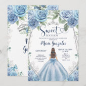 Dusty Blauw Mexicaans Meisje Prinses Zoet Zestien Kaart (Voorkant / Achterkant)