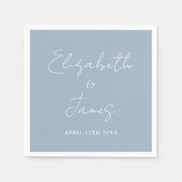 Dusty Blauw Modern Minimalistisch Script Bruiloft Servet