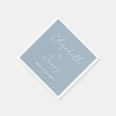 Dusty Blauw Modern Minimalistisch Script Bruiloft Servet (Hoek)