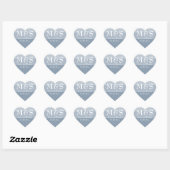 Dusty Blauw Modern Script Hart Bruiloft Sticker (Vel)