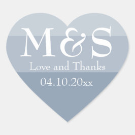 Dusty Blauw Modern Script Hart Bruiloft Sticker