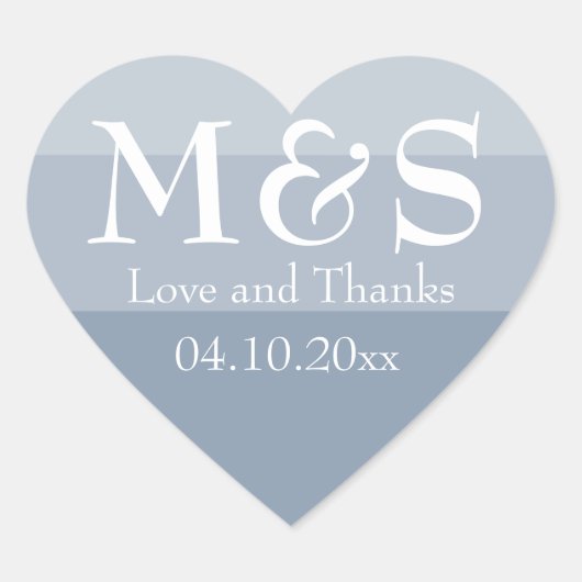 Dusty Blauw Modern Script Hart Bruiloft Sticker (Voorkant)