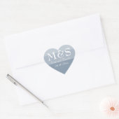 Dusty Blauw Modern Script Hart Bruiloft Sticker (Envelop)