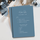 Dusty Blauw Modern Whimsical Script Bruiloft RSVP Kaartje