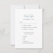 Dusty Blauw Modern Whimsical Script Bruiloft RSVP Kaartje (Voorkant)