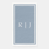 Dusty Blauw Monogram Aangepaste Naam Elegante Brui Servet (Voorkant)