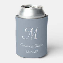 Dusty Blauw Monogram Bruiloft Party Favor Blikjeskoeler