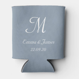 Dusty Blauw Monogram Bruiloft Party Favor Blikjeskoeler