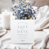 Dusty Blauw Monogram Bruiloft Save The Date Kaart