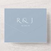 Dusty Blauw Monogram QR Code Trouwdatum All In One Uitnodiging (Achterkant)