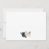 Dusty Blauw Roze Blush Bloemen Goud Bruiloft Bedankkaart (Achterkant)