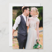 Dusty Blauw Roze Blush Bloemen Goud Foto Bruiloft Kaart (Achterkant)