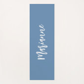 Dusty blauw wit aangepaste naam script yogamat (Voorkant)