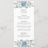 Dusty Blauw & Wit Bruiloft Menu (Voorkant)