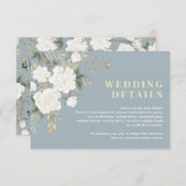 Dusty Blauw Wit Chinoiserie Bruiloft Details Informatiekaartje (Voorkant / Achterkant)