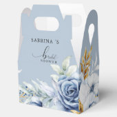 Dusty Blauw Wit Goud Bloemen Bruiloft Bedankdoosjes (Geopend)