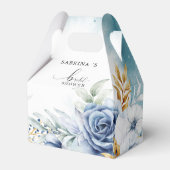 Dusty Blauw Wit Goud Bloemen Bruiloft Bedankdoosjes (Voorkant Zijde)