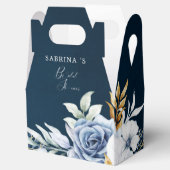 Dusty Blauw Wit Goud Bloemen Bruiloft Bedankdoosjes (Geopend)