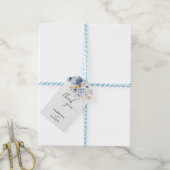 Dusty Blauw Wit Goud Bloemen Bruiloft Cadeaulabel (Met Touw)