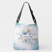 Dusty Blauw Wit Goud Bloemen Bruiloft Crossbody Tas (Voorkant)