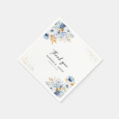 Dusty Blauw Wit Goud Bloemen Bruiloft Servet (Hoek)
